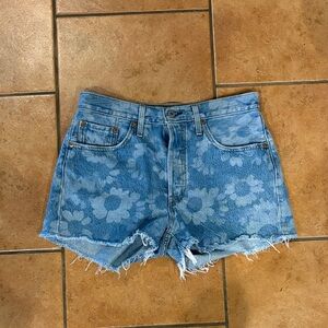 Levi's Blue Floral Jean Shorts